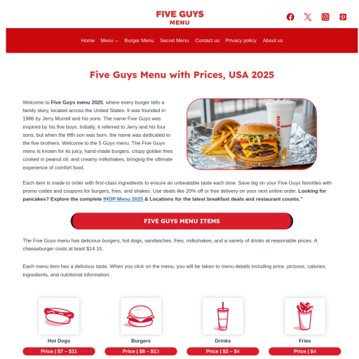 five guys menu