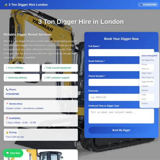3 Ton Digger Hire London